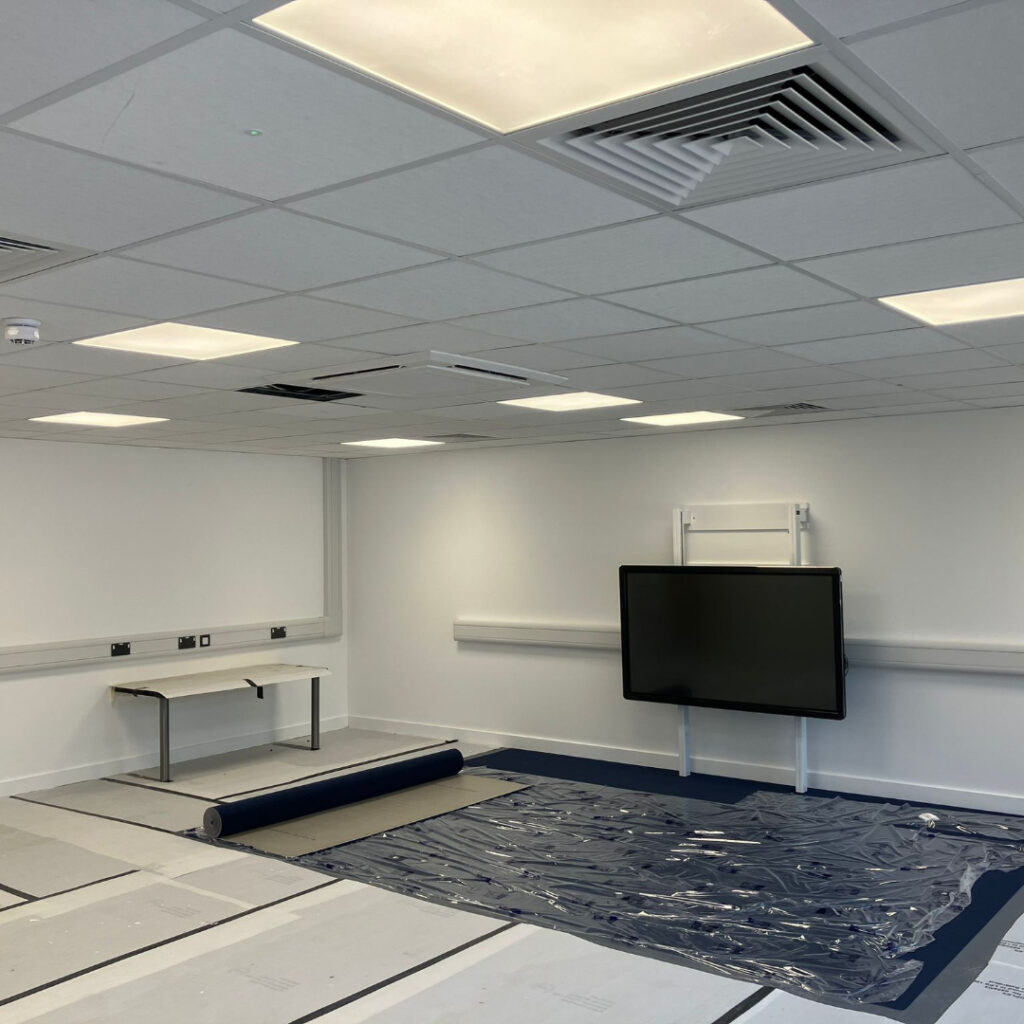 romford london school fit out project drylining grid ceiling