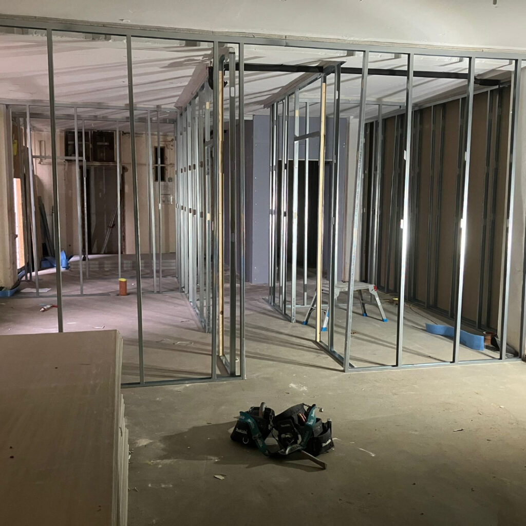 metal stud partitions residential basement construction project kensington