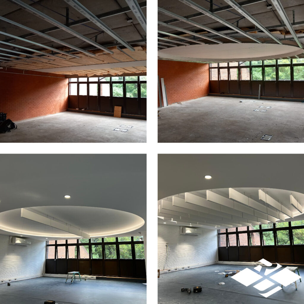 school refurb drylining mf ceiling